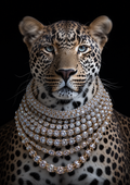 Adorned — leopard with diamond necklaces, original artwork